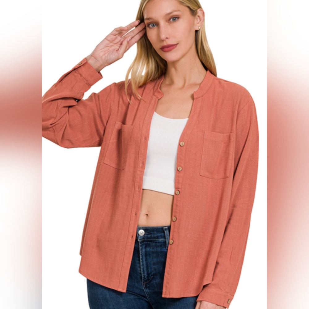 Zenana linen Henley top